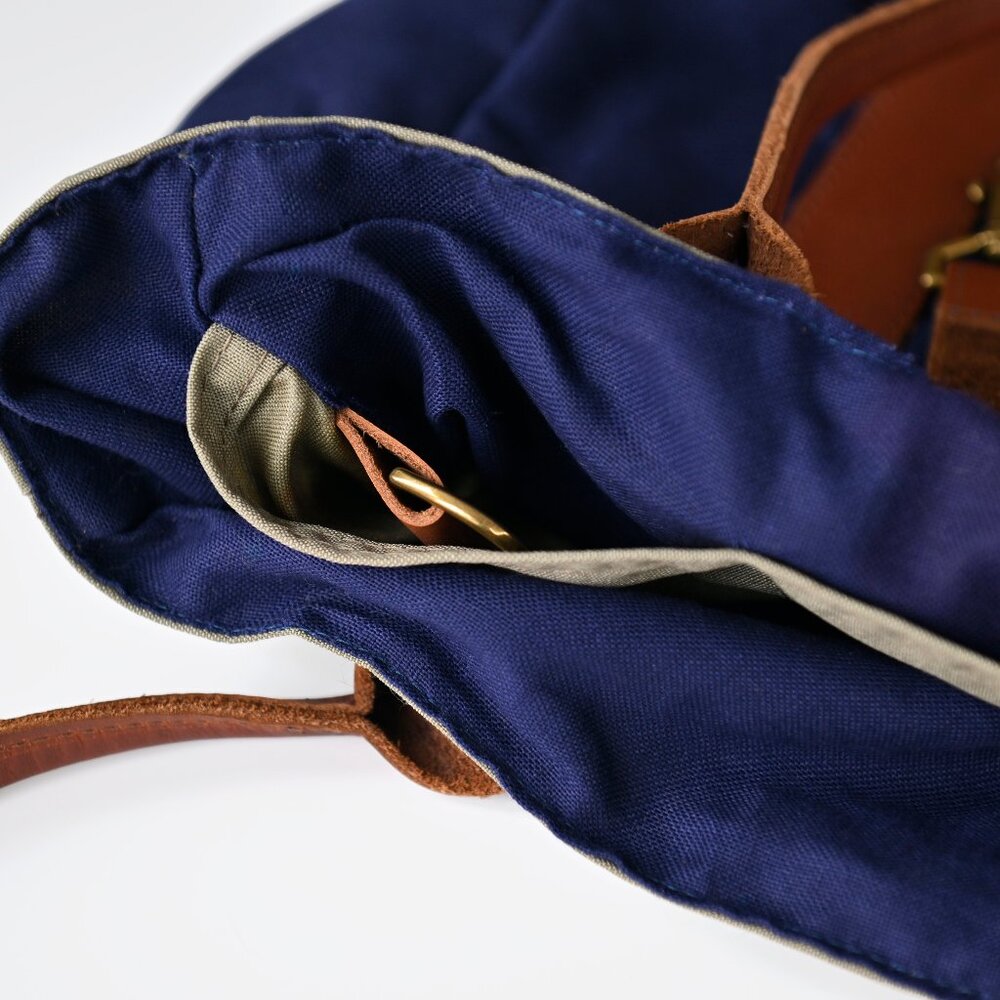 Sword & Plough Signature Tote Bag Blue and Tan w/Leather Made In USA-Like New - Picture 9 of 16